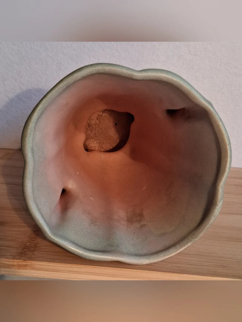 Vintage Niloak Art Pottery Wing Handled Vase Blue, Pink